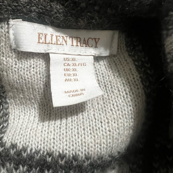 Ellen Tracy Gray and White Cowl Neck Sweater with Turtleneck - Picture 8 of 8